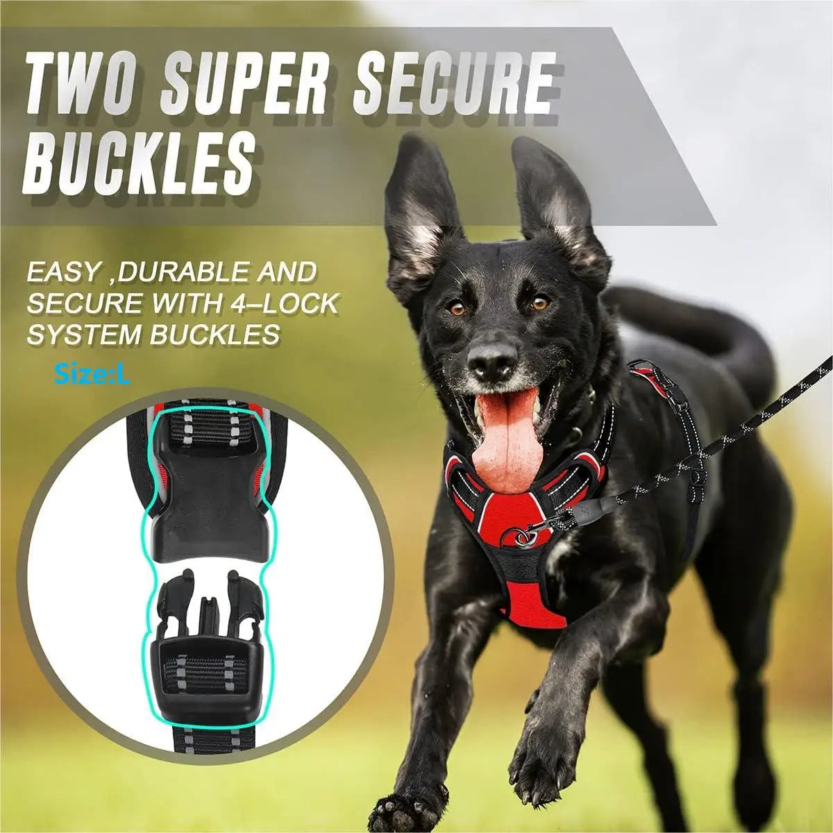 Harness Front Clip Easy Control Handle for Large Dog Walking