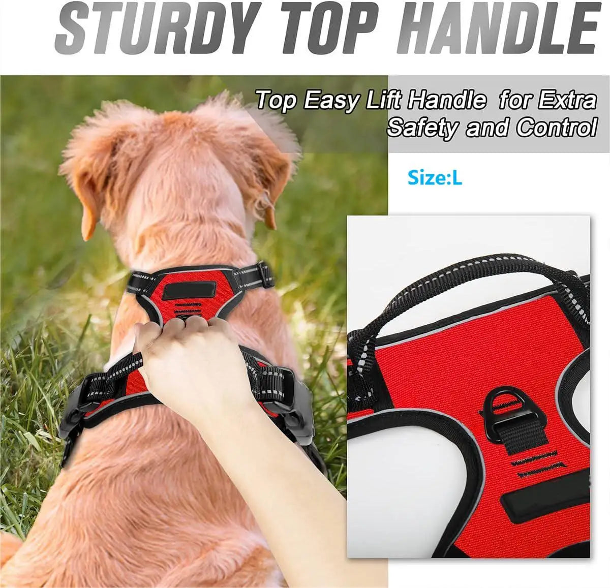 Harness Front Clip Easy Control Handle for Large Dog Walking