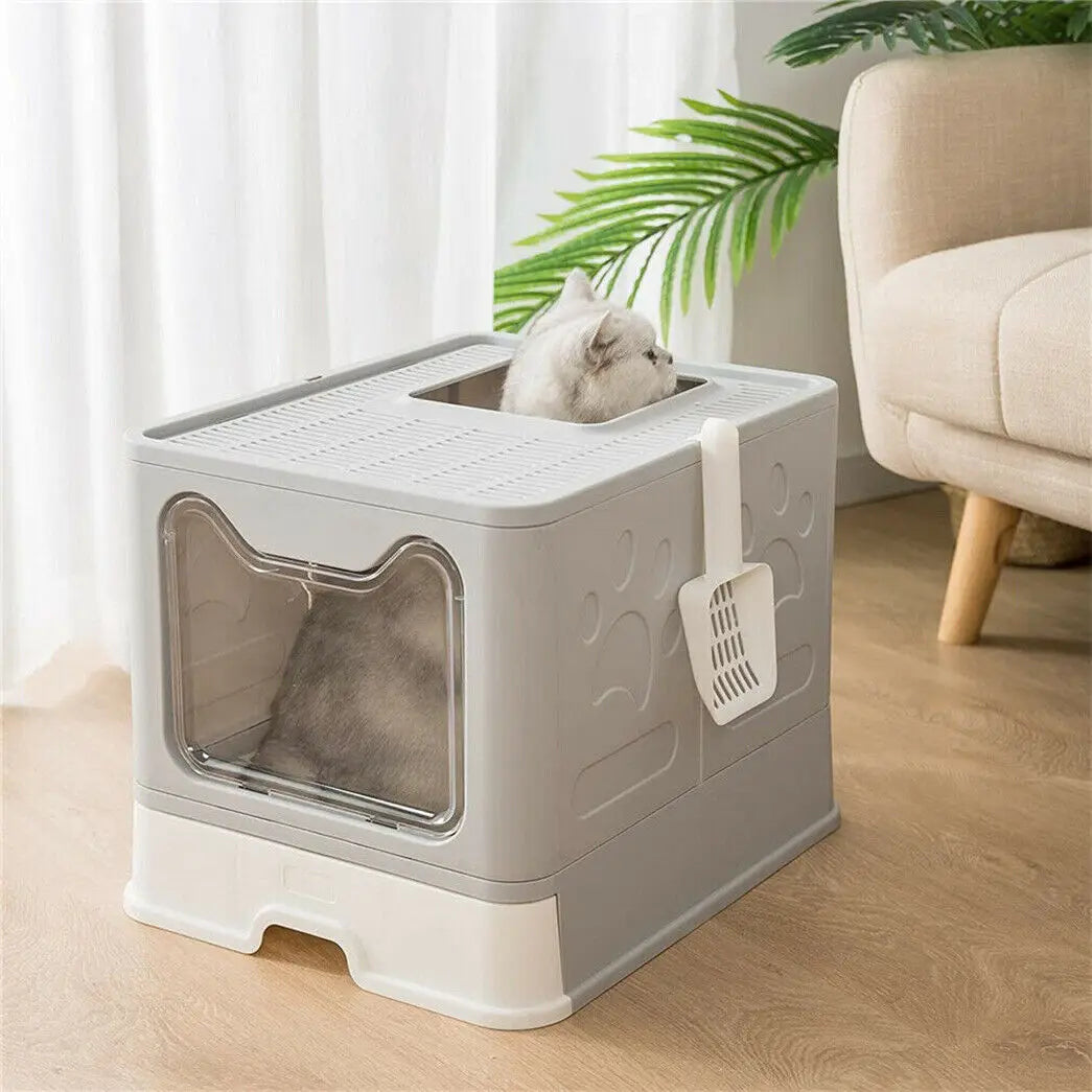 Top Exit Cat Litter Tray Box with Scoop